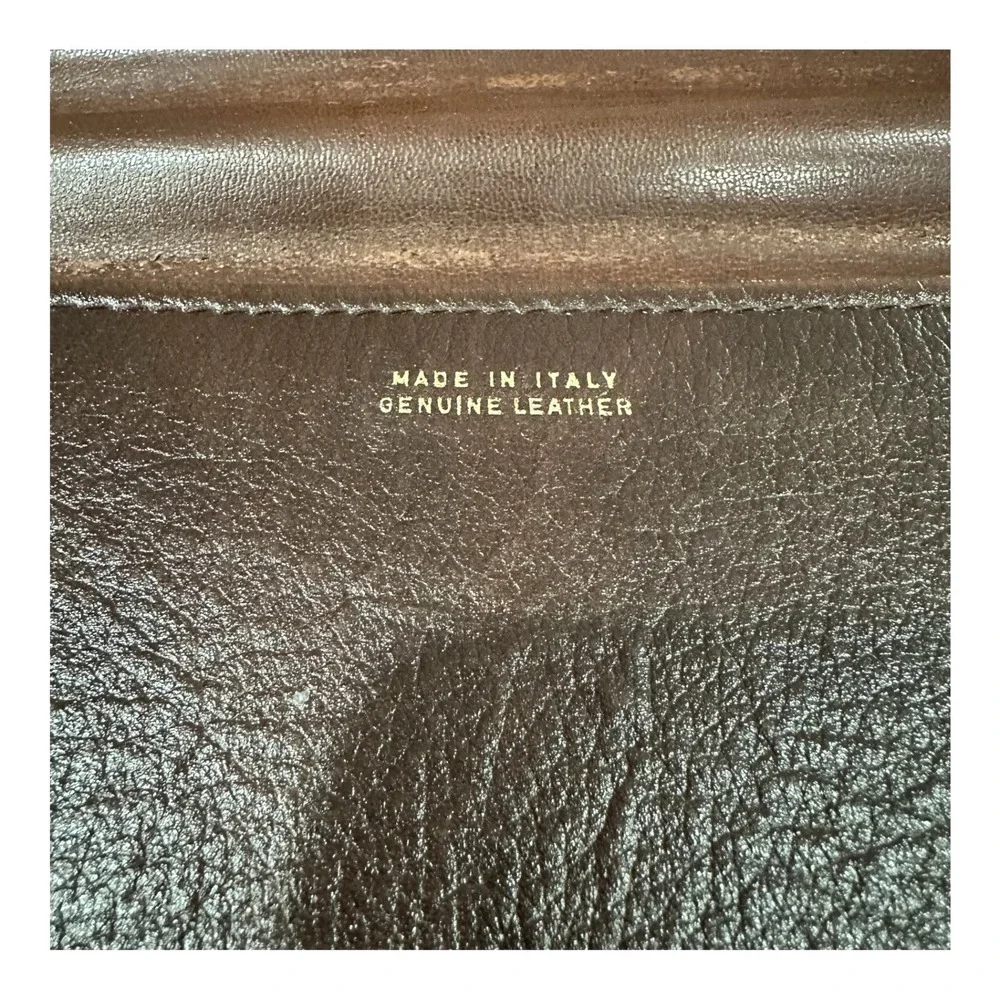 Vintage Made in Italy Brown Leather Croc Embossed Briefcase Document Bag